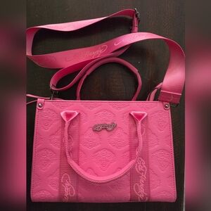 Ed Hardy Pink Embossed Tote Bag